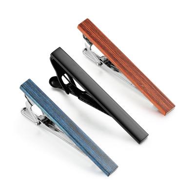 China Classic Link Clips Set High Quality 3 PCS Brown Blue Black Colors Custom Wood Link Clips Set Mens Suit Shirt Brass Link Pins Set for sale