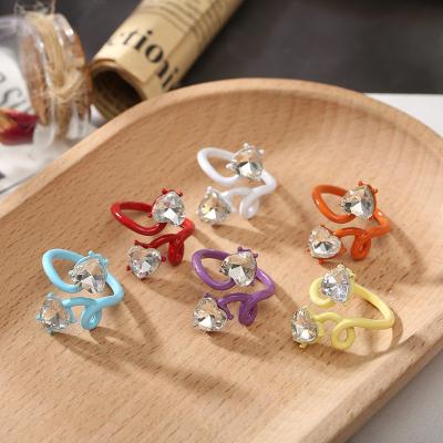 China Costume Party Fashion Irregular Enamel Rings Adjustable Clear Zircon Opening Ring For Women Jewelry for sale