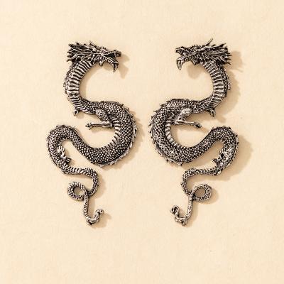 China 2021 CLASSIC Vintage Silver Plated Animal Dragon Earrings Chinese Style Fashion Earrings For Women for sale