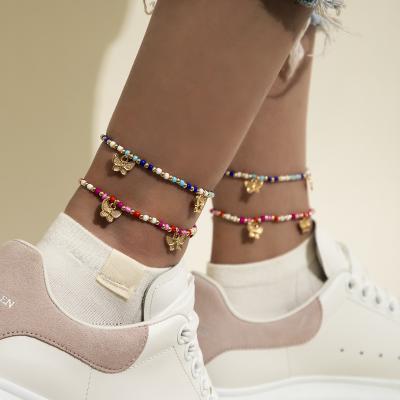 China FASHIONABLE Design Hot Selling Women's Ankle Chain Fashion Alloy Rice Pearl Anklet for sale