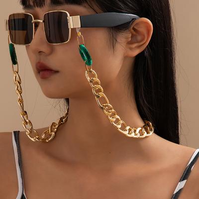 China Luxury Hot Selling Suede Link With Metal Link Chain For Sunglasses Women Cuban Glass Fashion Sunglass Chain Accessories for sale