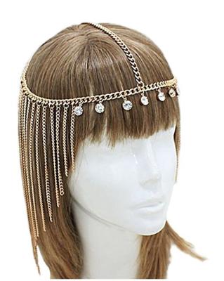 China Luxury Fancy Long Fringe Head Chain Fashion Silver Plated Hair Accessory For Women Winter Jewelry for sale