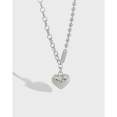 China Trendy Fashion Necklace 2021 925 Luxury Trendy Sterling Silver Heart Necklace for Women Jewelry for sale