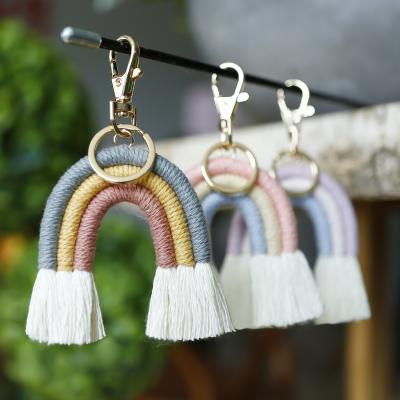 China Na ETSY Handmade Macrame Key Chain Bag Charms Boho Rainbow Macrame Key Chain For Child for sale