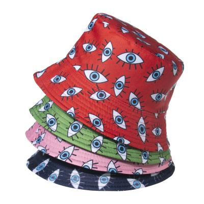 China Creative Character Blue Eyes Bucket Hat For Women Summer Sun Hats Unisex 100% Polyester Casual Hat Fisherman for sale