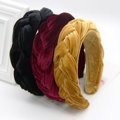 China European Trending Fabric Twist Headband Fashion Simple Velvet Braided Headband Women Lady Hair Accessories for sale