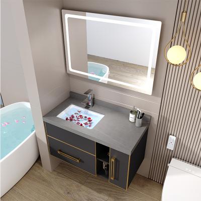 China Modern Lighting Switched Master With Stainless Steel Hinge Bathroom Cabinet Vanity for sale