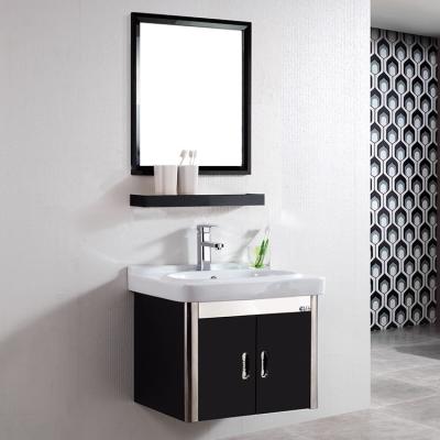 China Modern Black Cheap Granite Steel Sink Bathroom Vanity for sale