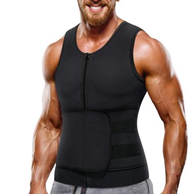 China 2021 Antibacterial Neoprene Body Shaper Sauna Suit Tank Top Waist Trainer Vest For Men With Adjustable Zipper for sale