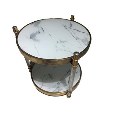 China Regular Home Center Round Metal Acrylic Marble Top Small Stainless Steel Table Legs Gold Coffee Table for sale