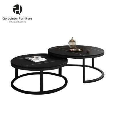 China Durable exquisite fashion storage function carbon steel steel structure simple round coffee table for sale