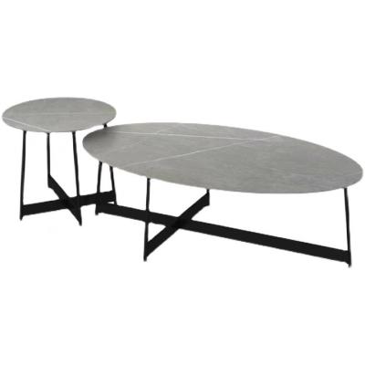 China (Other) Imported high quality modern luxury adjustable high density stainless steel rock panel combination coffee table for sale