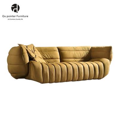 China Modern Frosted Fabric Down Through The Bag Larch High Elastic Frame Sponge Multi-person Customizable Living Room Sofa for sale