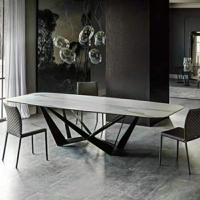 China Rectangular dining table (the other) adjustable luxury marble dining table household for sale