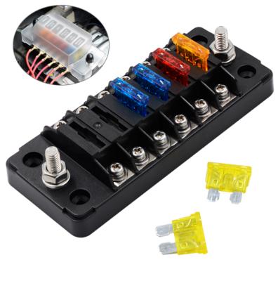 China 12V 24V 6 Way Blade Auto Fuse Holder Box Block With Independent Positive And Negative Posts Waterproof For Car Marine CR978A1 for sale