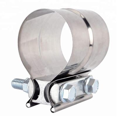 China Stainless Steel Lap Joint Exhaust Band Tube Clamp Round With 1 Block for sale