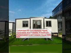 Customized 40 Foot Modular House, Expandable And Foldable, 4-bedroom Prefabricated Small Foldable House With Bath