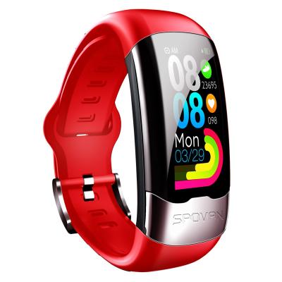 China Touch Screen Spovan ECG Heart Rate Monitor Step Count Blood Oxygen Monitoring Pedometer Smart Bracelet 30M Waterproof for sale