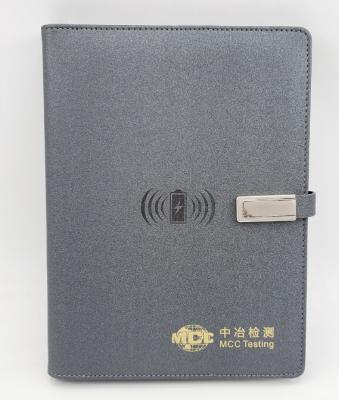 China A5 PU Spiral Cover with Magnetic Lock Radio Filling Notebook with 3 USB for Mobile Phone Notebook Power Bank for sale