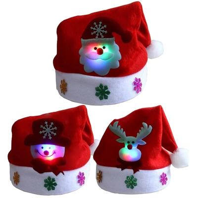 China Christamas New Home Decoration Merry Christmas Adult Child LED Light Up Santa Snowman Elk Children Hat Christmas New Year Gift for sale