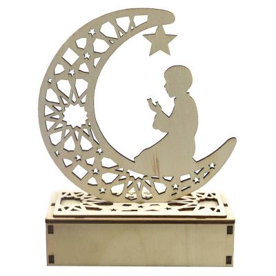 China DIY Decor Home Cutout Room Decor Moon Star Light Wooden Castle For Eid Mubarak Moon Stars Ramadan Home Islam Decoration for sale