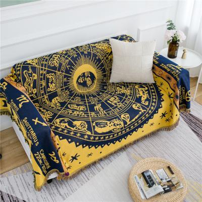 China Hot Divination Tarot Altar Cloth Gypsy Patterns Woven Cotton Witchcraft Zodiac Throw Blanket For Sofa for sale