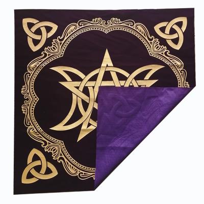 China Stable Altar Cloth Five-pointed Trifold Soft Altar Cloth Five-pointed Triple Soft Altar Cloth Tarot Sorcery Tarot Moon Star Pentagon Tarot Decor Stable Astrology Tapestry Cover for sale