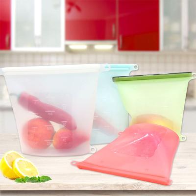 China 1500ML Food Grade Food Grade Sealer Silicone Food Storage Saver Freezer Sandwich Viable Fresh Zipper Lock Reusable Food Storage Bag for sale