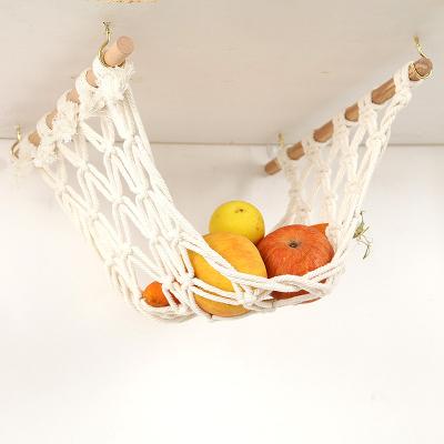 China Sustainable Macrame Fruit Hammock Under Cabinet Fruit Swing Bohemian Handwoven Hammocks Hanging For Kitchen Product Storage for sale