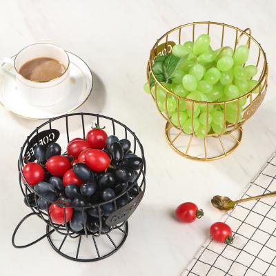 China Nordic Geometric Home Office Metal Kitchen Dish Decorative Wrought Iron Snack Viable Wire Fruit Vegetable Storage Sorting Basket for sale