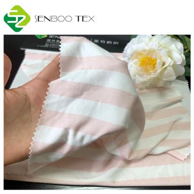 China Anti-bacteria private label stripe print 240gsm bamboo fabric used for home textile bedding baby crib sheet beanies for sale