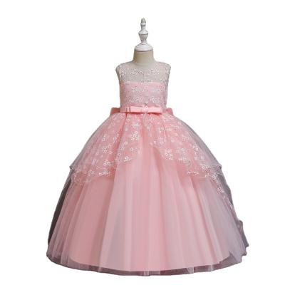 China 2021 breathable new design ankle length dress to marry big flower children's dress with bow Princess Dress for sale