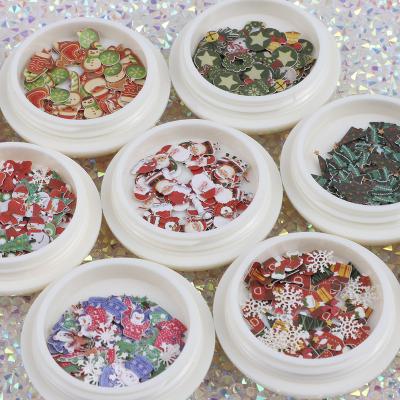 China Nail Art Jewelry Wood Pulp Chips A Plastic Box Mixed Simulation Christmas 11 Styles Environmentally Friendly DIY Nail Accessories for sale