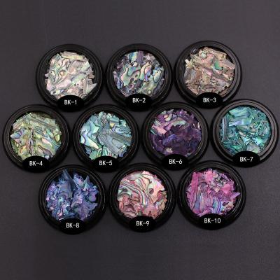 China Plastic Abalone 3D Shell Irregular Nail Art Decorations UV Gel Flake Slider Nails Shimmer Polish Pearl Jewelry Tips Manicure for sale