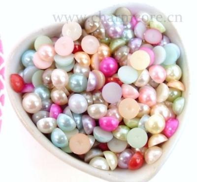 China ABS Copy Beads Half Round Flat Back Nail Art Cell Phone Case Decorate Diy Resin Beads Beads for sale