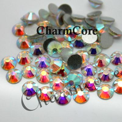 China Flatback Factory Supply ss6 2mm AB Clear Glass Beads For Nail Art Decoration for sale