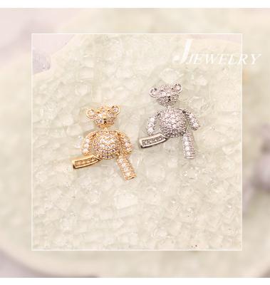 China 3D Plastic Cute Bear Nail Art Decorations Luxury Manicure Design Movable Accessories Zircon Shiny Crystal Alloy Jewelry All Fours for sale