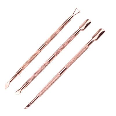 China Nail Art Tools Kits CC-0342 Nipper Tweezer Picker Stainless Steel DIY Trimmer Scissors Rose Gold Nail Cuticle Pusher for sale