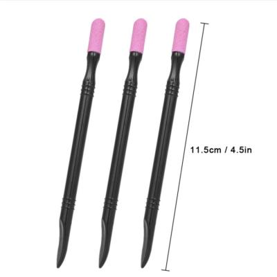 China Quartz Stone Scrub Black Professional Nail Art Care Tool CC-0342 Dead Skin Remover Pen Cuticle Remover Pusher Trimmer for sale