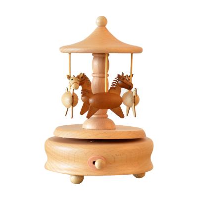 China Popular Wooden Music Box Factory New Arrivals Carousel Cogs Music Box For Christmas Gifts for sale