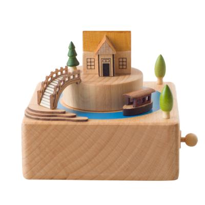 China Factory Wholesale Handmade High Quality Small Bridge Customized Wooden Music Box for sale