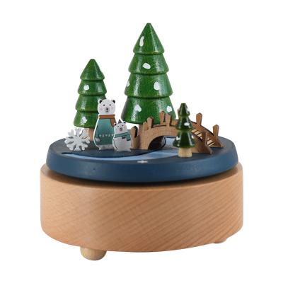 China Fashional Christmas Bear Hot Selling Customized Wooden Music Box For Christmas Gift for sale