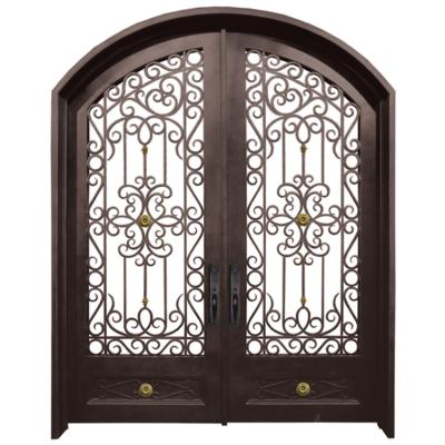 China USA villa decoration cheap modern double exterior iron double door wrought iron square door for sale