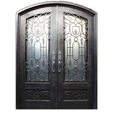 China Factory Direct Modern Cheap Home Entry Wrought Iron Eyebrow Front Door for sale