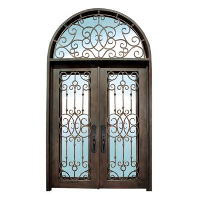 China Modern Antique Wrought Iron Arch Main Door Double Door Model Door Design For Home for sale