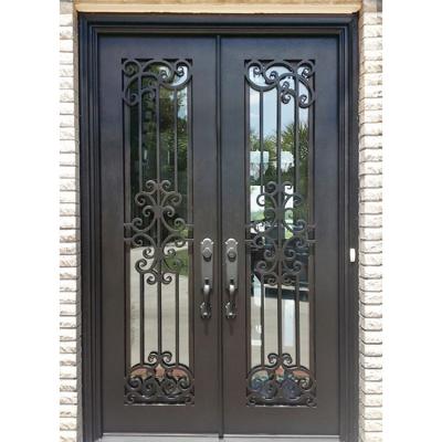 China China Modern Ornamental Exterior Square Top House Door Wrought Iron for sale