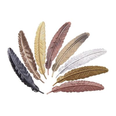 China Realistic Europe factory supply promotional custom for kids gifts author readers bookmarks metal craft feathers for sale