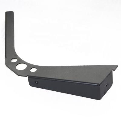 China Used Wisely OEM Carbon Steel Welded Bracket Black Powder Coating Metal Bent Bracket With M3 Threaded Holes for sale