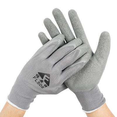 China Anti-smash Work Glove Polyester Lined Latex Gloves Crinkle Coated Latex Gloves for sale