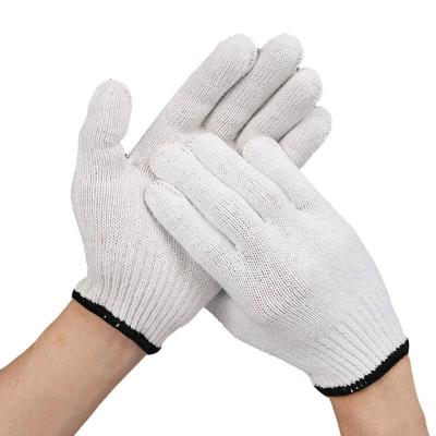 China Anti-smash China Factory Protective Hand Wear Resistant White Cotton Knitted Safety Working Gloves for sale